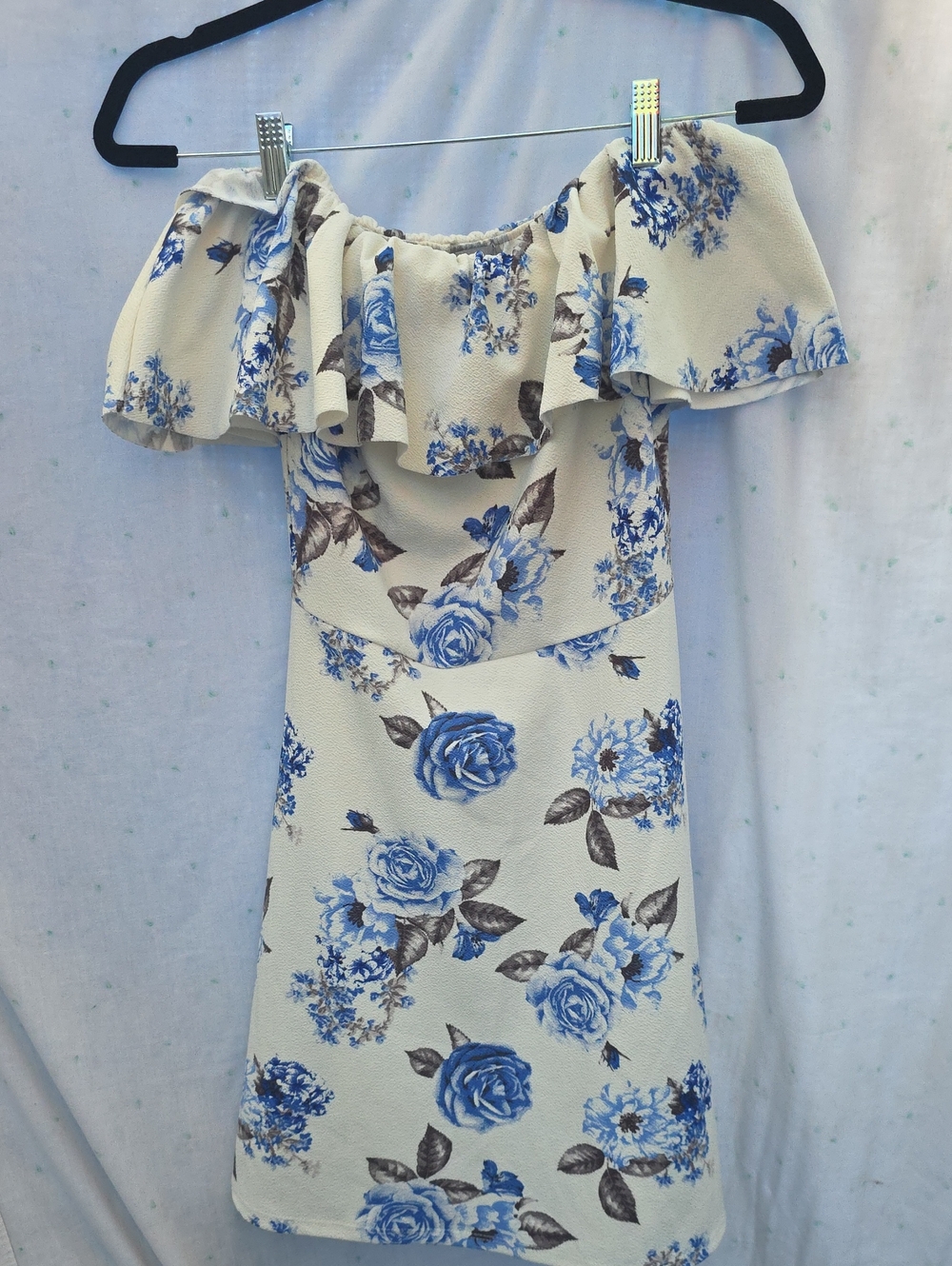 Almost Famous Floral Ruffle Off the Shoulder Mini Dress Large